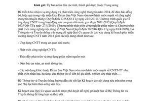 Công văn 1943/BTTTT-CNTT năm 2014 ứng dụng công nghệ thông tin Bộ Thông tin Truyền thông