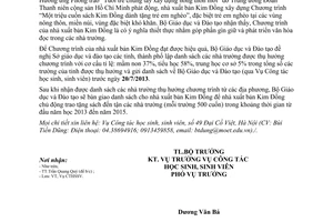 Công văn 4552/BGDĐT-CTHSSV các trường được nhà xuất bản Kim Đồng tặng sách 2013