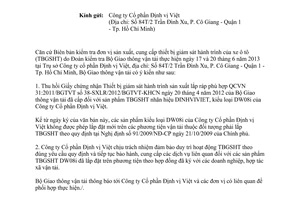 Công văn 6533/BGTVT-KHCN thu hồi Giấy chứng nhận hợp quy thiết bị giám sát ô tô DINHVIVIET