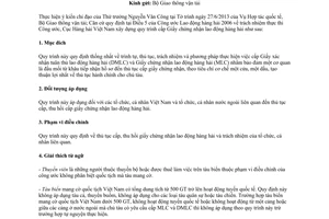 Công văn 2116/CHHVN-VT&DVHH năm 2013 quy trình cấp GCN lao động hàng hải