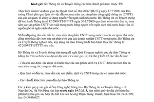 Công văn 1961/BTTTT-CNTT góp ý dự thảo thay thế Thông tư 42/2009/TT-BTTTT