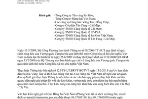Công văn 2111/CHHVN-VT&DVHH năm 2013 thu hút hàng quá cảnh của Campuchia Thái Lan
