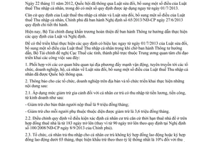 Công văn 8817/BTC-TCT thực hiện quy định Luật thuế thu nhập cá nhân sửa đổi 2013