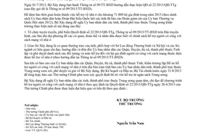 Công văn 1382/BXD-QLN năm 2013 hỗ trợ người có công với cách mạng về nhà ở