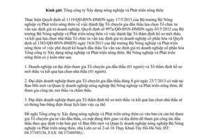 Công văn 3128/BNN-ĐMDN năm 2013 cử cán bộ doanh nghiệp tham gia tư vấn đấu thầu