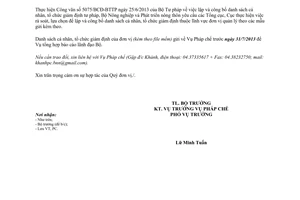 Công văn 3158/BNN-PC lập công bố danh sách cá nhân tổ chức giám định tư pháp năm 2013