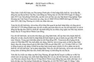 Công văn 6144/BCT-CNNg 2013 chi tiết linh kiện vật tư nhập khẩu lắp đặt đồng bộ Dự án bôxit Tân Rai