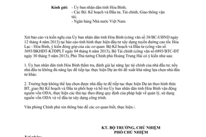 Công văn 5769/VPCP-QHQT năm 2013 tình hình đầu tư xây dựng cao tốc Hòa Lạc Hòa Bình