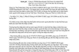 Công văn 2267/TCT-TNCN năm 2013 thuế thu nhập cá nhân công ty Hanesbrands Việt Nam