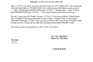 Công văn 662/GSQL-TH năm 2013 đính chính văn bản do Cục Giám sát quản lý hải quan