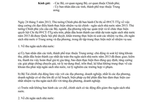 Công văn 1025/TTg-KTTH thực hiện ngân sách nhà nước năm 2013