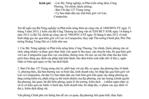 Công văn 5831/VPCP-KTTH tình hình nhập gia súc qua biên giới năm 2013