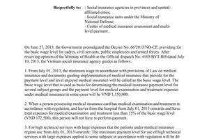 Official Dispatch No.2695/BHXH-CSYT applying the basic wage in payment for medical examination