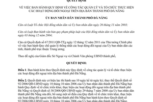 Quyết định 21/2013/QĐ-UBND công tác quản lý tổ chức hoạt động đối ngoại Đà Nẵng