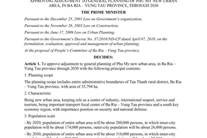 Decision No. 1113/QD-TTg adjustment to general planning of Phu My new urban area