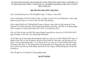 Quyết định 4750/QĐ-BCT năm 2013 bổ sung Quy hoạch phân vùng quặng thiếc vonfram antimon