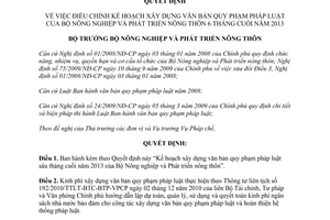 Quyết định 1586/QĐ-BNN-PC kế hoạch xây dựng văn bản cuối năm 2013 Bộ Nông nghiệp Phát triển nông thôn