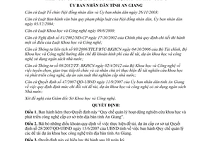 Quyết định 22/2013/QĐ-UBND quản lý nghiên cứu khoa học phát triển công nghệ An Giang