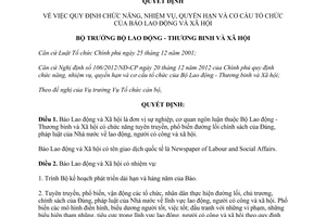 Quyết định 1018/QĐ-LĐTBXH năm 2013 chức năng nhiệm vụ cơ cấu tổ chức Báo Lao động