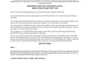 Nghị quyết số 17/2013/NQ-HĐND xã hội hóa giáo dục dạy nghề y tế văn hóa thể thao môi trường Kiên Giang