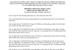 Nghị quyết 03/2013/NQ-HĐND chế độ người hoạt động không chuyên trách Cà Mau