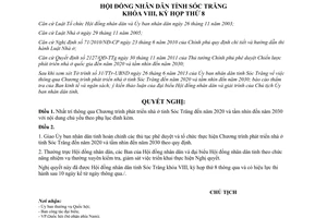 Nghị quyết 10/2013/NQ-HĐND Chương trình phát triển nhà ở Sóc Trăng đến 2020 tầm nhìn đến 2030