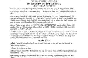 Nghị quyết 08/2013/NQ-HĐND phụ cấp bảo vệ dân phố tỉnh Sóc Trăng
