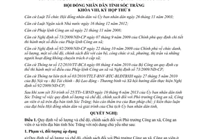 Nghị quyết 05/2013/NQ-HĐND số lượng chính sách Phó trưởng Công an xã Công an viên Sóc Trăng