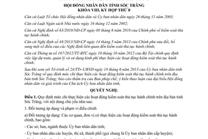 Nghị quyết 04/2013/NQ-HĐND mức chi kiểm soát thủ tục hành chính Sóc Trăng