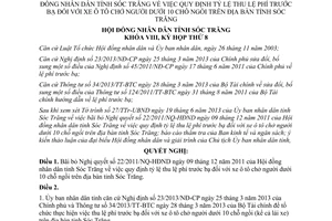 Nghị quyết 16/NQ-HĐND 2013 bãi bỏ 22/2011/NQ-HĐND thu phí trước bạ xe ô tô dưới 10 chỗ Sóc Trăng
