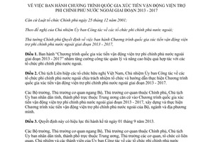 Quyết định 40/2013/QĐ-TTg xúc tiến vận động viện trợ phi chính phủ nước ngoài