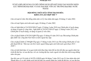 Nghị quyết 53/2013/NQ-HĐND chính sách liên kết đào tạo nguồn nhân lực đại học nước ngoài Thanh Hóa