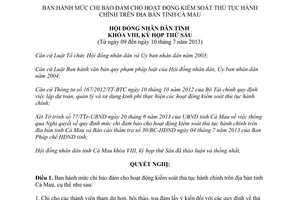 Nghị quyết 08/2013/NQ-HĐND chi kiểm soát thủ tục hành chính Cà Mau