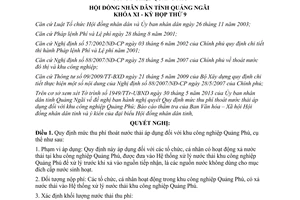Nghị quyết 16/2013/NQ-HĐND phí thoát nước thải khu công nghiệp Quảng Phú Quảng Ngãi