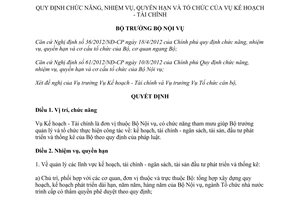 Quyết định 816/QĐ-BNV năm 2013 chức năng tổ chức Vụ Kế hoạch Tài chính