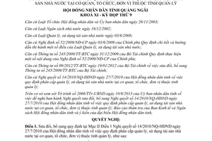 Nghị quyết 12/2013/NQ-HĐND sửa đổi phân cấp quản lý sử dụng tài sản nhà nước Quảng Ngãi