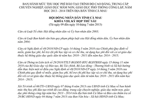 Nghị quyết 06/2013/NQ-HĐND mức thu học phí cao đẳng trung cấp Cà Mau 2013 2014