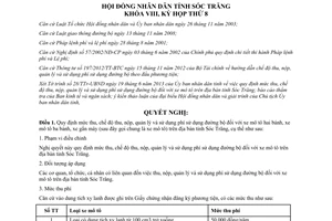 Nghị quyết 07/2013/NQ-HĐND thu nộp quản lý sử dụng phí sử dụng đường bộ xe mô tô Sóc Trăng