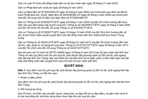 Nghị Quyết 06/2013/NQ-HĐND mức thu phí qua đò phà Sóc Trăng