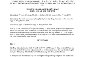 Nghị quyết 14/2013/NQ-HĐND hỗ trợ lãi suất vay vốn phát triển giao thông nông thôn Kiên Giang