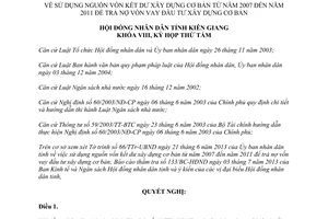 Nghị quyết số 09/2013/NQ-HĐND sử dụng vốn kết dư xây dựng từ 2007 đến 2011 Kiên Giang