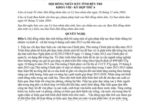 Nghị quyết số 01/2013/NQ-HĐND phát triển kinh tế xã hội 6 tháng cuối 2013 Bến Tre