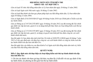 Nghị quyết số 07/2013/NQ-HĐND chi cải cách hành chính kiểm soát TTHC Bến Tre