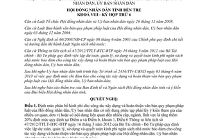 Nghị quyết 04/2013/NQ-HĐND kinh phí xây dựng văn bản quy phạm phức tạp Bến Tre