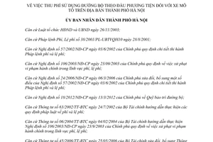 Quyết định 24/2013/QĐ-UBND thu phí sử dụng đường bộ đối với xe mô tô Hà Nội