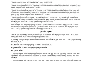 Quyết định 1059/QĐ-UBND phê duyệt Quy hoạch phát triển rau an toàn tỉnh Bắc Kạn