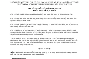 Nghị quyết 10/2013/NQ-HĐND mức thu quản lý sử dụng phí bảo vệ môi trường Trà Vinh