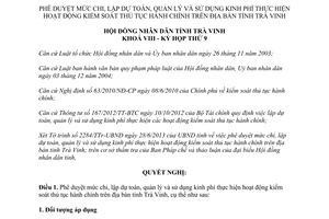 Nghị quyết 13/2013/NQ-HĐND kinh phí kiểm soát thủ tục hành chính Trà Vinh