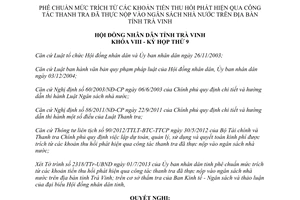 Nghị quyết 14/2013/NQ-HĐND phê chuẩn mức trích từ khoản tiền thu hồi Trà Vinh