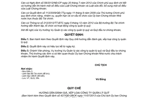 Quyết định 427/QĐ-UBCK năm 2013 hướng dẫn đánh giá xếp loại công ty quản lý quỹ